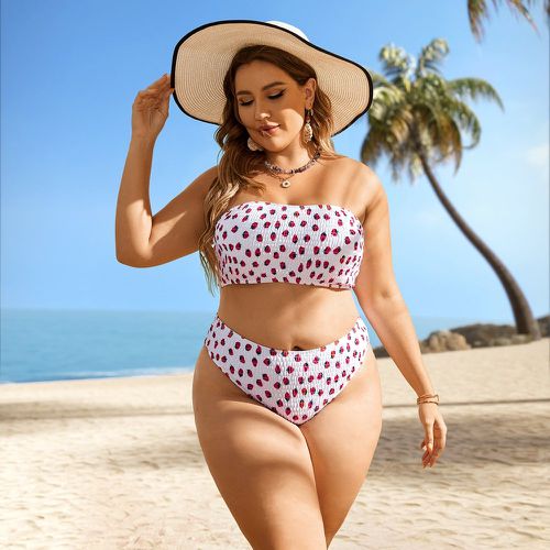 Bikini bandeau taille haute à imprimé fraise - SHEIN - Modalova