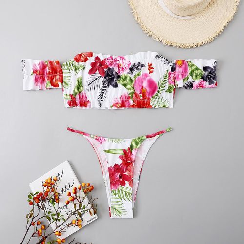 Bikini à imprimé végétale à plis - SHEIN - Modalova