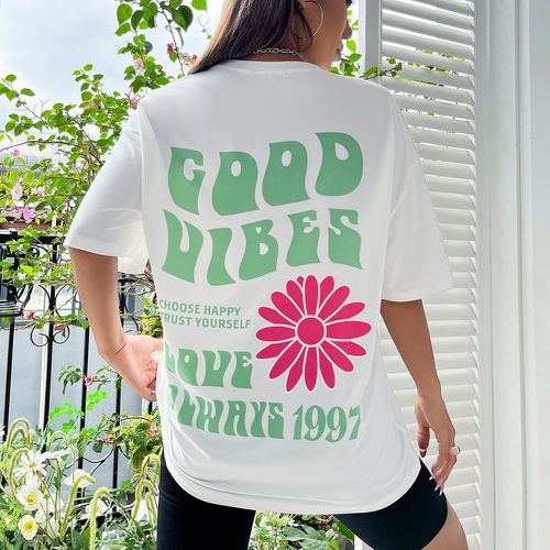 T-shirt à motif slogan et floral - SHEIN - Modalova