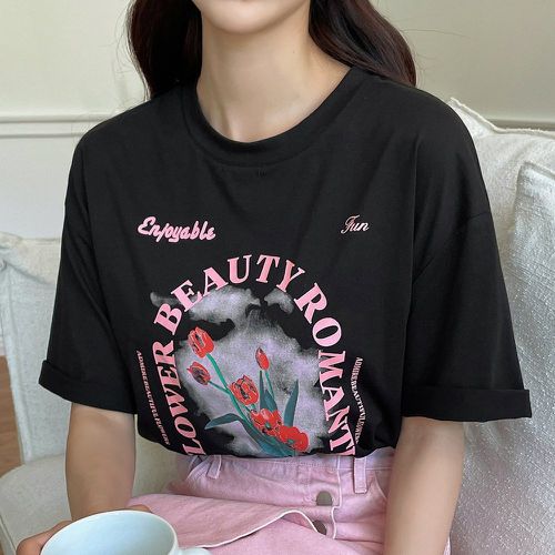 T-shirt slogan & tulipe à imprimé - SHEIN - Modalova