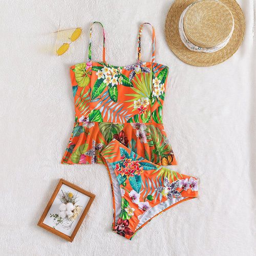 Bikini à imprimé tropical à volants - SHEIN - Modalova
