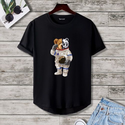 T-shirt ours et astronaute asymétrique - SHEIN - Modalova