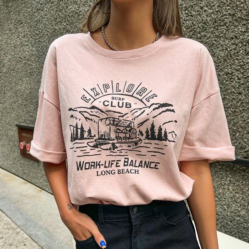 T-shirt montagne et lettre - SHEIN - Modalova