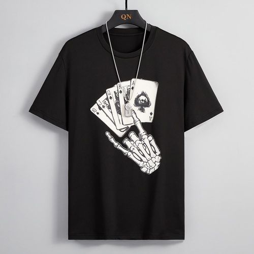T-shirt squelette main & à imprimé cartes à jouer - SHEIN - Modalova