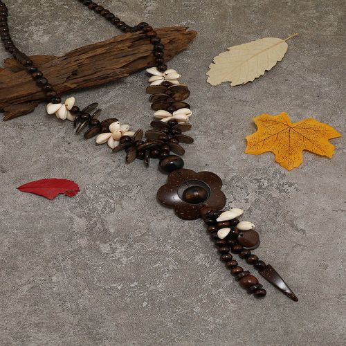 Collier avec pendentif à détail coquille en bois perlé - SHEIN - Modalova