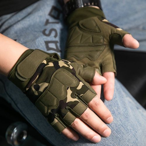 Gants demi-doigts sport à imprimé camouflage - SHEIN - Modalova