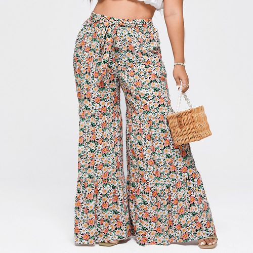 Pantalon ample à imprimé floral à nœud - SHEIN - Modalova