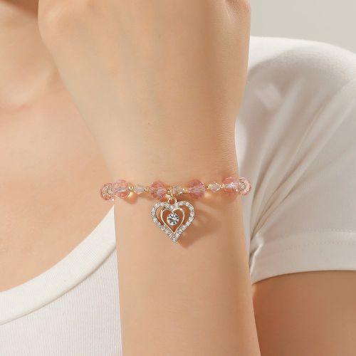 Bracelet perlé à strass à breloque cœur - SHEIN - Modalova