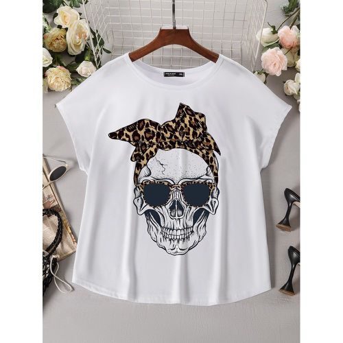 T-shirt à léopard à imprimé tête de mort manches chauve-souris - SHEIN - Modalova