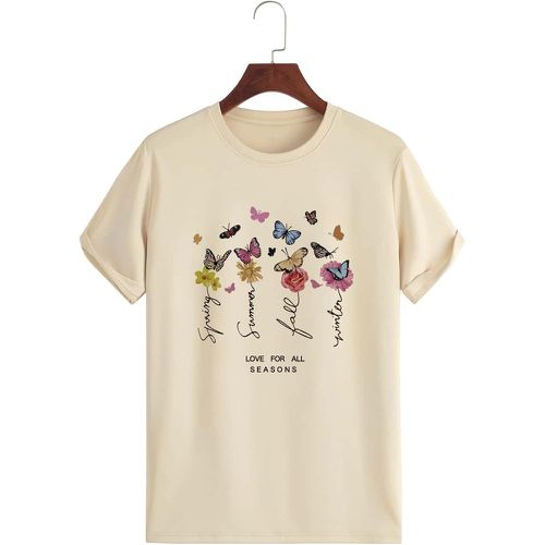 T-shirt papillon à motif slogan - SHEIN - Modalova