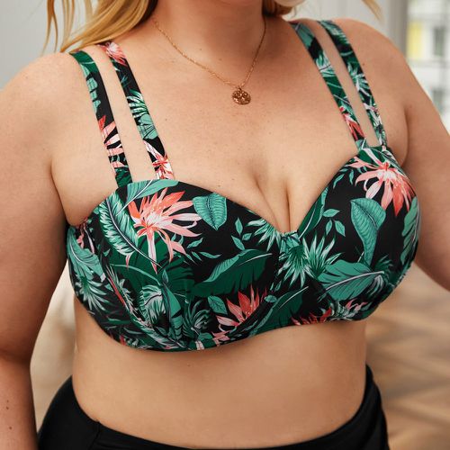 Haut de bikini à imprimé tropical ajouré push-up - SHEIN - Modalova