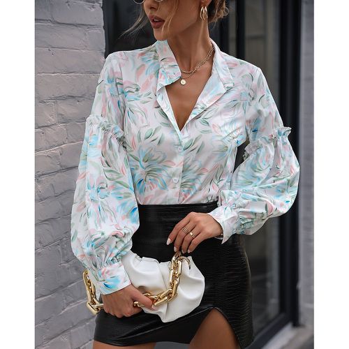Chemise à imprimé floral à plis manches bouffantes - SHEIN - Modalova