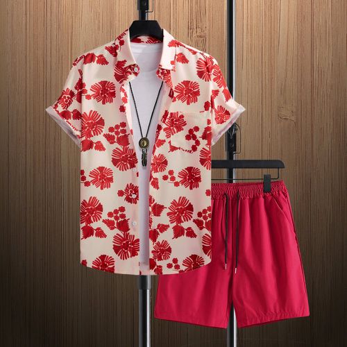 Chemise à imprimé floral patch à poche & Short à cordon(sans t-shirt) - SHEIN - Modalova