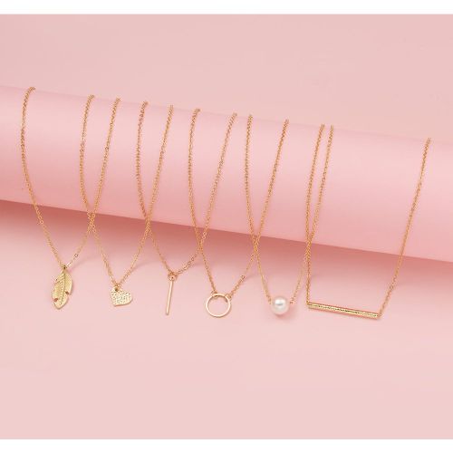 Pièces Collier avec pendentifs de faux perles et cœur pour la Saint-Valentin, la mère, la fête des mères, cadeau - SHEIN - Modalova