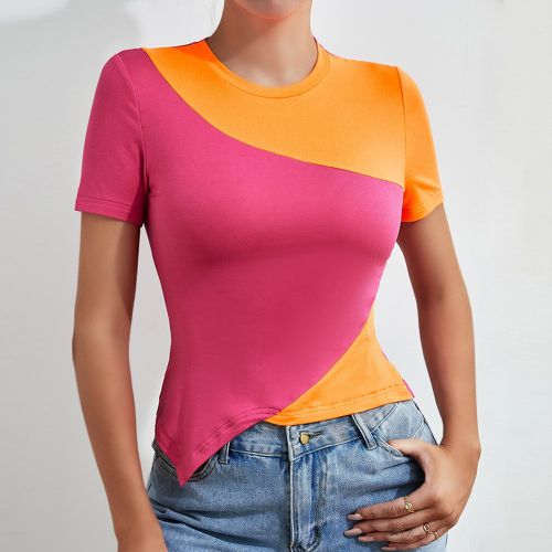 T-shirt bicolore asymétrique - SHEIN - Modalova