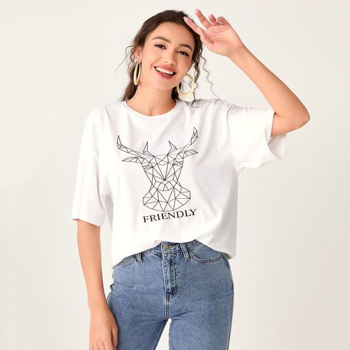 T-shirt à motif lettre et animal - SHEIN - Modalova