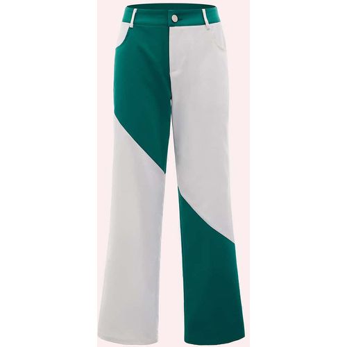 Pantalon droit bicolore - SHEIN - Modalova