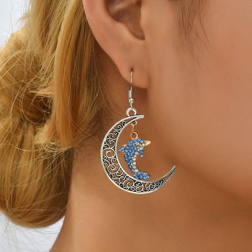 Pendants d'oreilles à strass dauphin & lune - SHEIN - Modalova