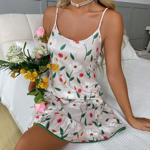 Nuisette à fines brides à imprimé floral à volants - SHEIN - Modalova
