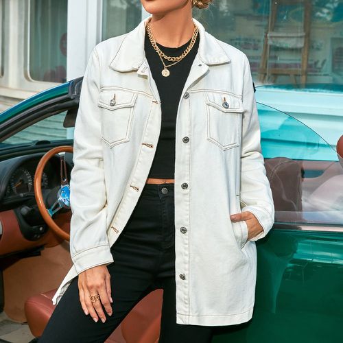 Manteau en jean à bouton à poche - SHEIN - Modalova