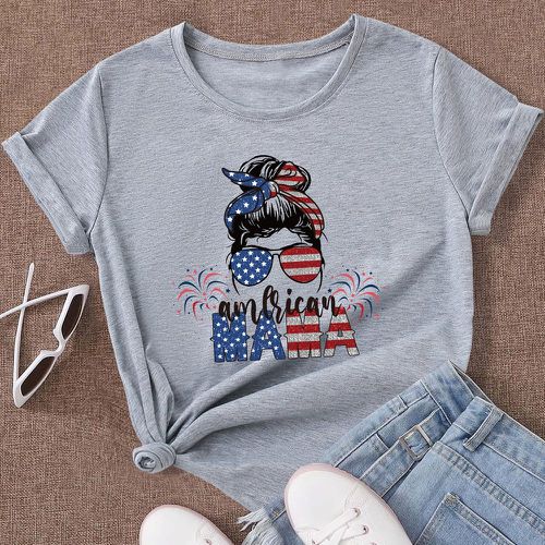 T-shirt américaine figure et lettre - SHEIN - Modalova