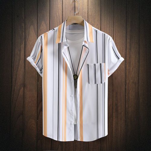 Chemises Poche Avec boutons devant Casual Rayé Imprimés aléatoires - SHEIN - Modalova