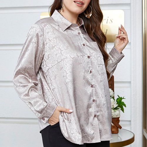 Chemise en jacquard à bouton avec poche - SHEIN - Modalova