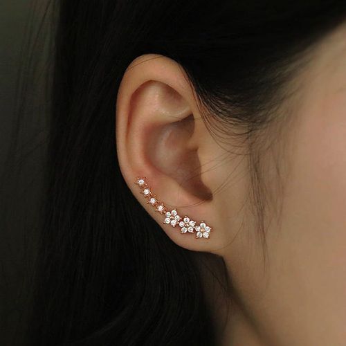Boucles d'oreilles design fleur à zircone cubique - SHEIN - Modalova