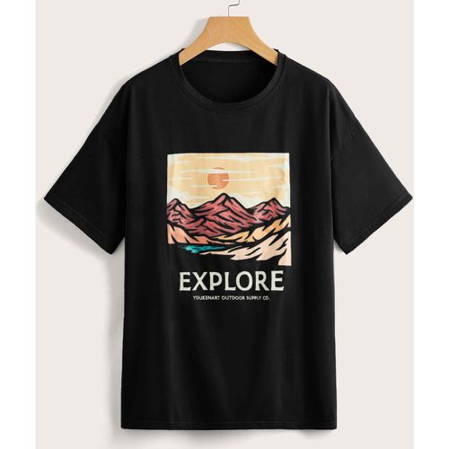 T-shirt oversize lettre soleil et montagne - SHEIN - Modalova