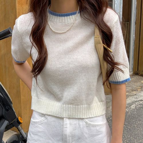 Top en tricot à bordure contrastante - SHEIN - Modalova