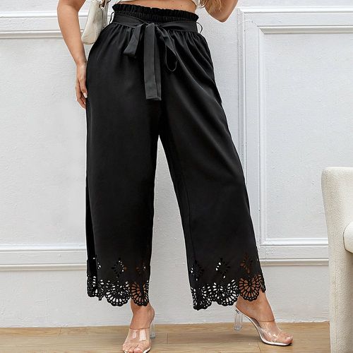 Pantalon ample avec perforations à taille froncée ceinturé - SHEIN - Modalova