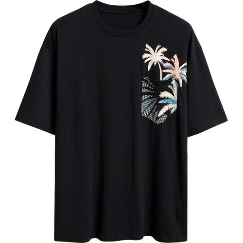 T-shirt à imprimé tropical avec poche - SHEIN - Modalova