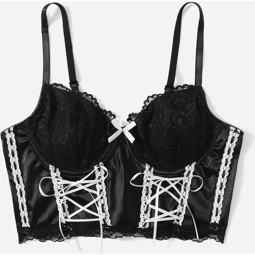 Bralette à lacets en dentelle à nœud papillon - SHEIN - Modalova