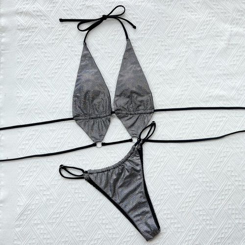 Bikini ras-du-cou à paillettes scintillantes à lien anneau - SHEIN - Modalova