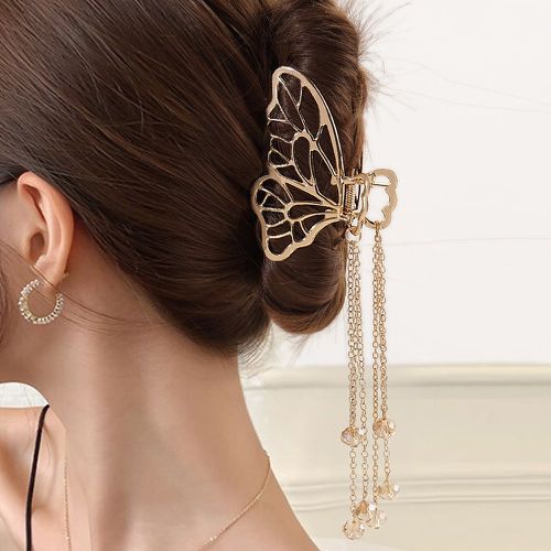 Griffe à cheveux chaîne & breloque de perle design papillon - SHEIN - Modalova