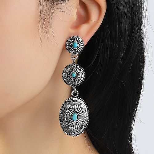 Pendants d'oreilles turquoise & à détail ovale - SHEIN - Modalova