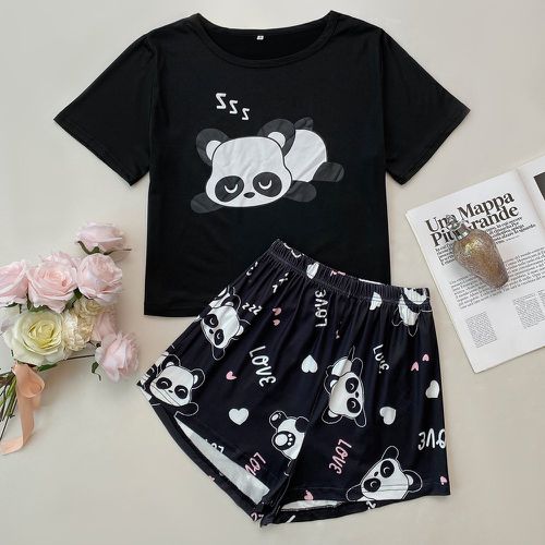 Ensemble pyjama short & t-shirt à imprimé panda - SHEIN - Modalova