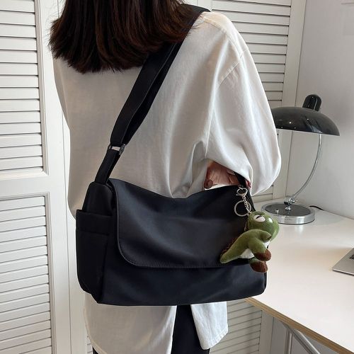 Sac hobo minimaliste à rabat avec breloque de sac à design dessin animé - SHEIN - Modalova