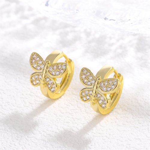 Boucles d'oreilles zircone cubique à détail papillon - SHEIN - Modalova