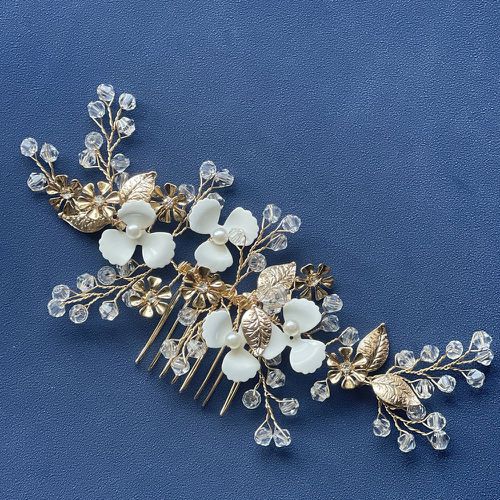 Peigne à cheveux fleur & à fausse perle de mariée - SHEIN - Modalova