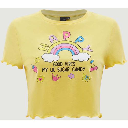T-shirt à motif arc-en-ciel et slogan à ourlet ondulé - SHEIN - Modalova