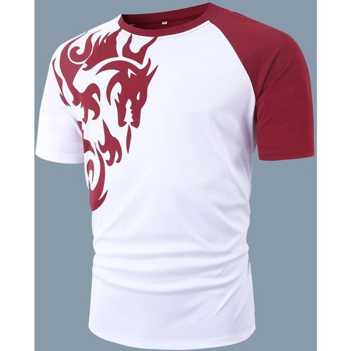 T-shirt à motif dragon à blocs de couleurs - SHEIN - Modalova