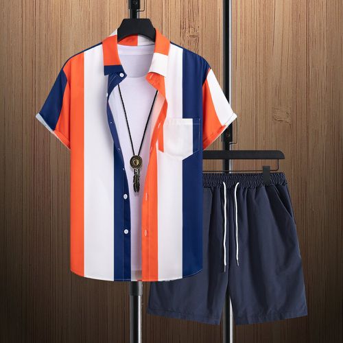 Chemise à rayures& Short à cordon(sans t-shirt) - SHEIN - Modalova