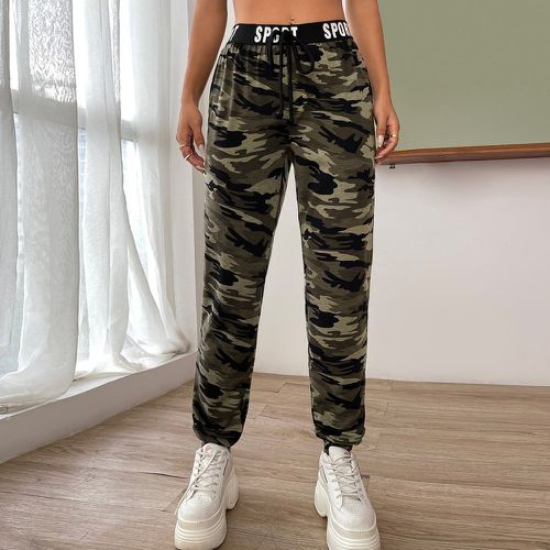 Pantalon de survêtement à imprimé camouflage à nœud à lettres - SHEIN - Modalova