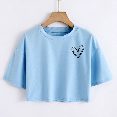 T-shirt court à imprimé cœur - SHEIN - Modalova