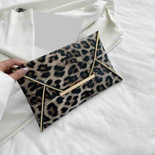 Sac carré à rabat avec décoration en métal à imprimé léopard, sac à imprimé léopard - SHEIN - Modalova