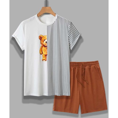 T-shirt ours à rayures & Short à cordon - SHEIN - Modalova