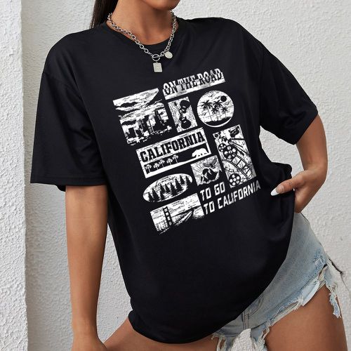 T-shirt à motif tropical et slogan - SHEIN - Modalova