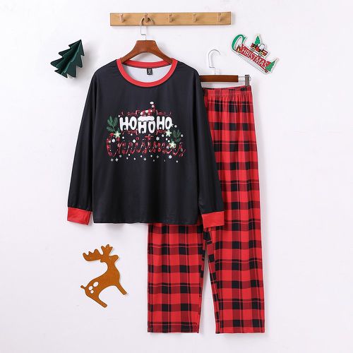 Pièce Haut de pyjama Noël graphique de slogan & 1 pièce Pantalon à domicile à carreaux - SHEIN - Modalova
