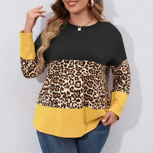 Sweat-shirt léopard à blocs de couleurs - SHEIN - Modalova